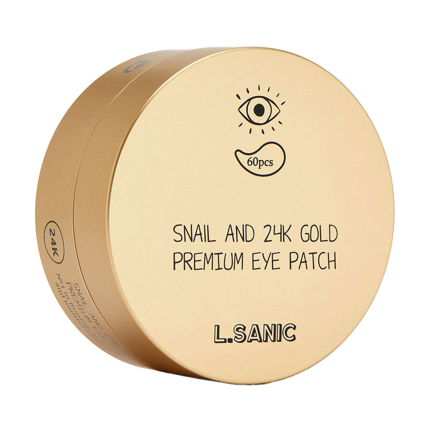 Омолоджувальні патчі для шкіри навколо очей L.Sanic Snail Аnd 24K Gold Premium Eye Patch з 24к золотом та муцином равлика, 60 шт